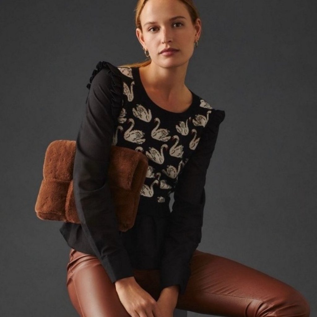 Maeve By Anthropologie Swan Layered Blouse And Sweater Vest Xsp
